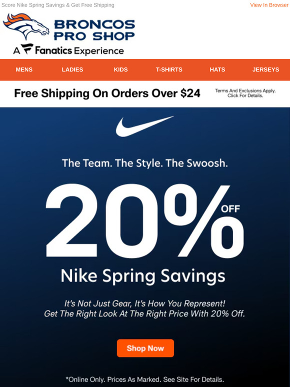 Gear Check: 20% Off Broncos Nike Styles