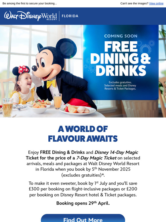 Coming soon: Free Dining & Drinks on your 2026 holiday