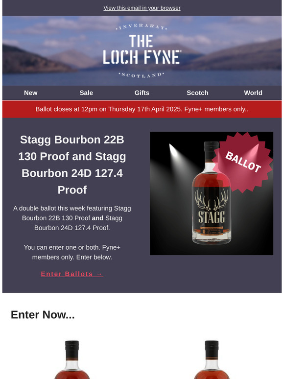 Double BALLOT: Stagg Bourbon 22B and 24D