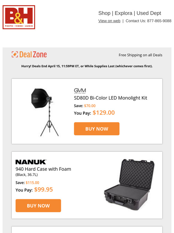 Today's Deals: 🔥$70.00 OFF! GVM Bi-Color LED Monolight Kit & More!