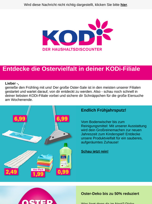 Entdecke den großen Oster-Sale und vieles mehr in deiner KODi-Filiale!