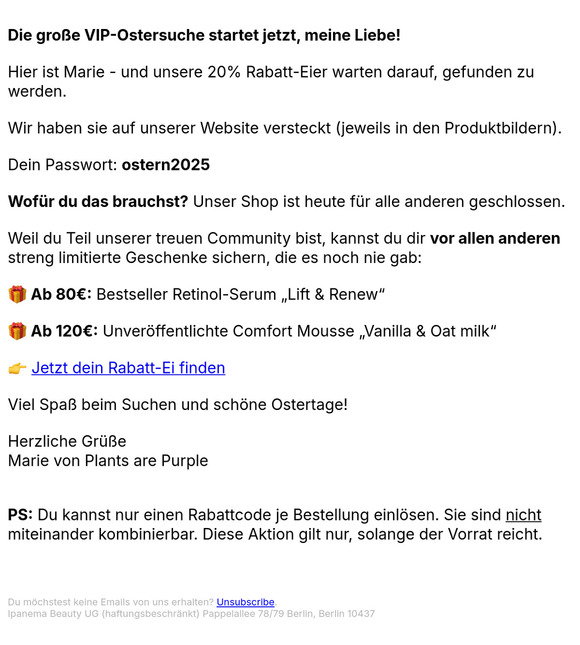 Plants are Purple: Bereit, dein Spar-Ei zu finden? (20%)  | Milled