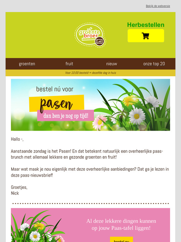 Bestel nu voor pasen ☀️