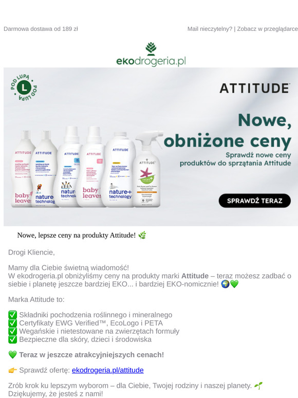 🛍 Nowe, lepsze ceny na produkty Attitude! 🌿