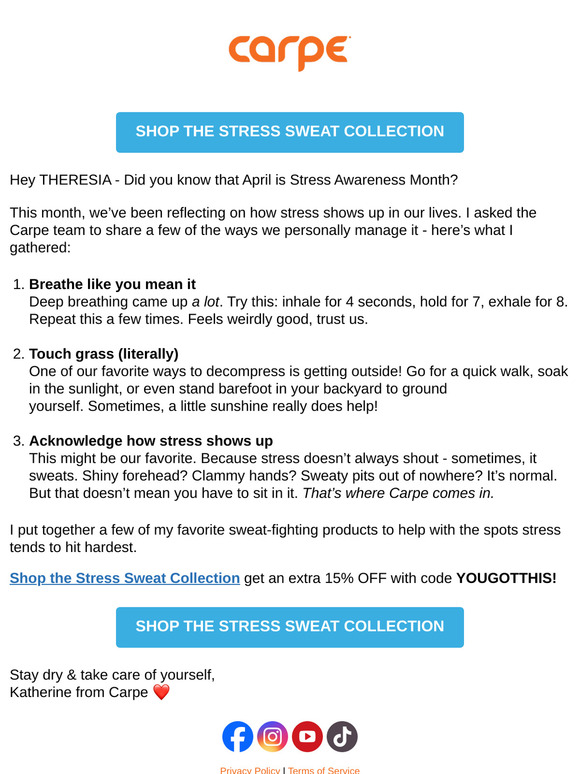 Stress happens. Sweat doesn't have to.