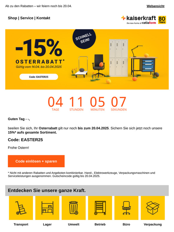 -15% – Jetzt schnell noch Osterrabatte sichern!