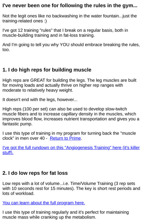 12 training "rules" you MUST break for serious muscle gain and fat loss...
