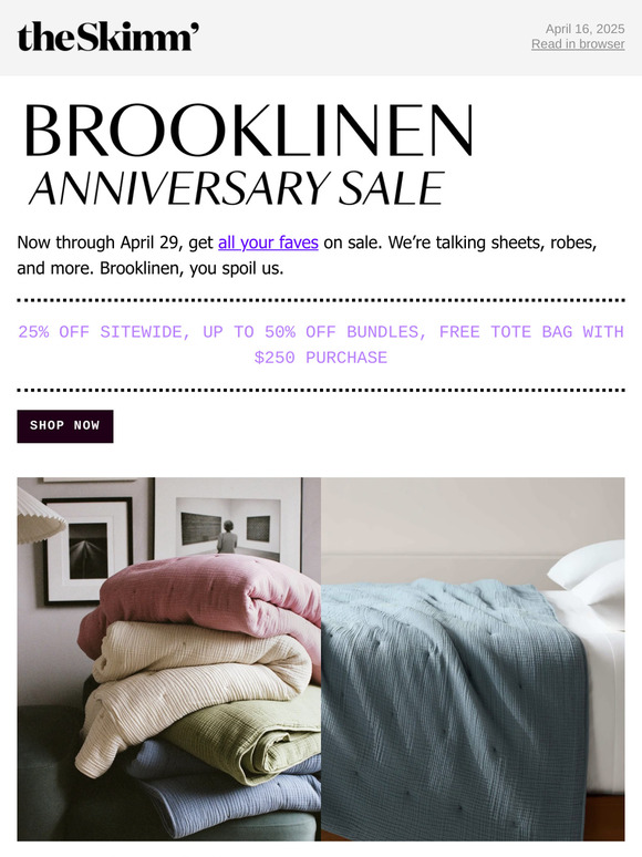 Brooklinen's Anniversary Sale is happening now, here’s what to buy