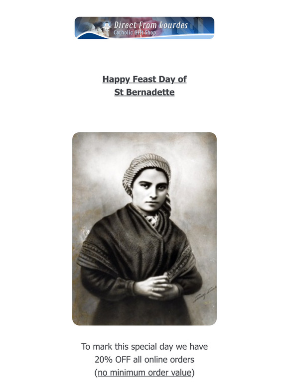 Feast of St Bernadette 🙏 FREE Gifts + 20% OFF
