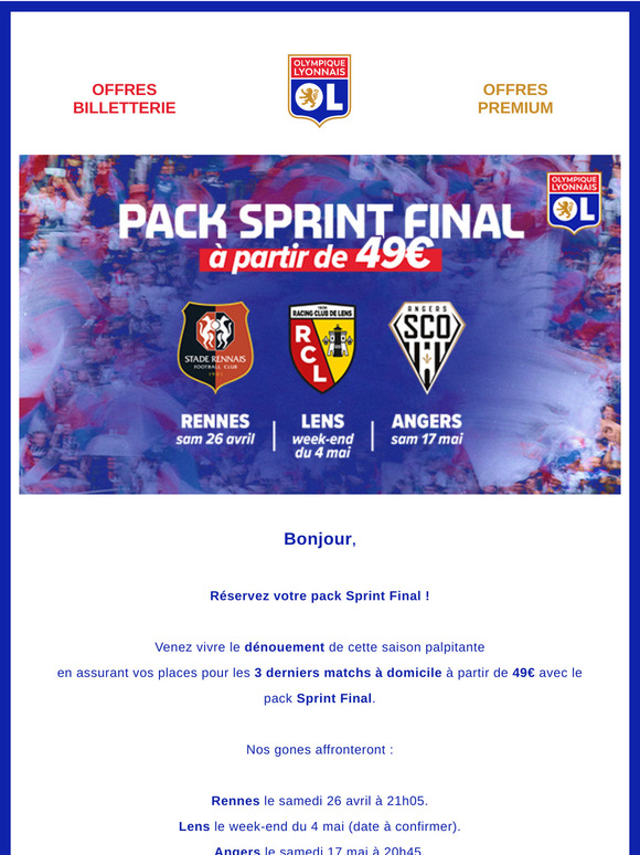 [Pack 3 Matchs] Réservez votre pack Sprint Final 🔴🔵