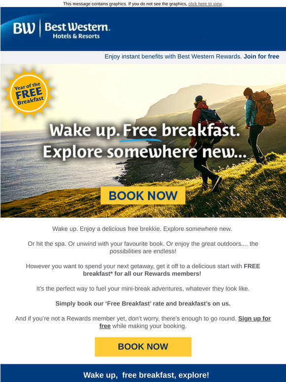 Wake up 🌅 free breakfast 🍽️ explore 🧭