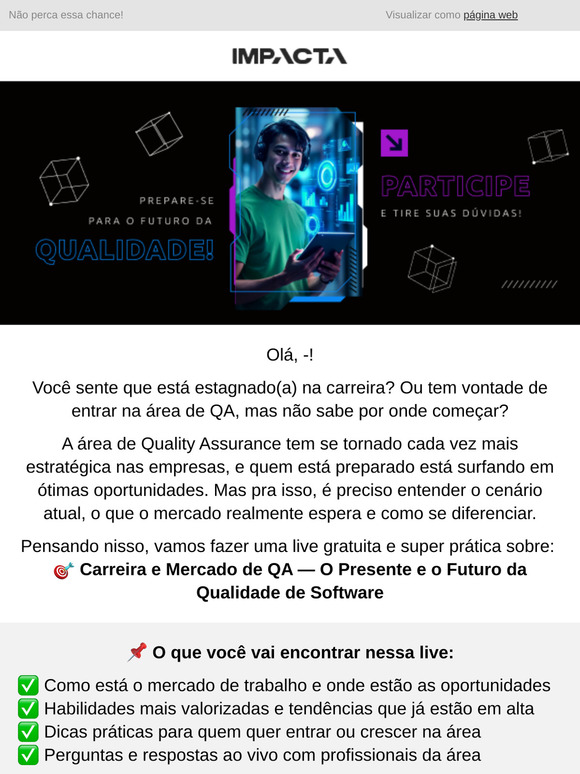 Está difícil crescer na carreira de QA? Essa live pode mudar o jogo 🎯