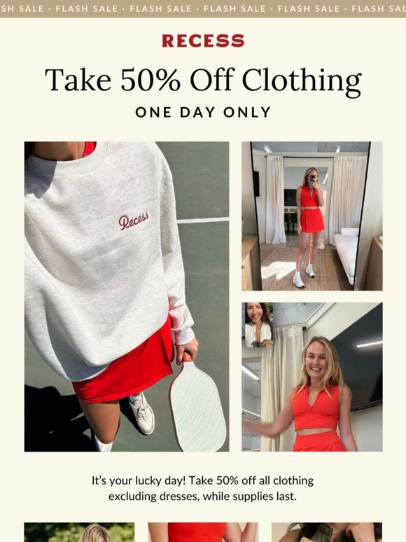 Flash Sale – 50% Off Clothing 🎉
