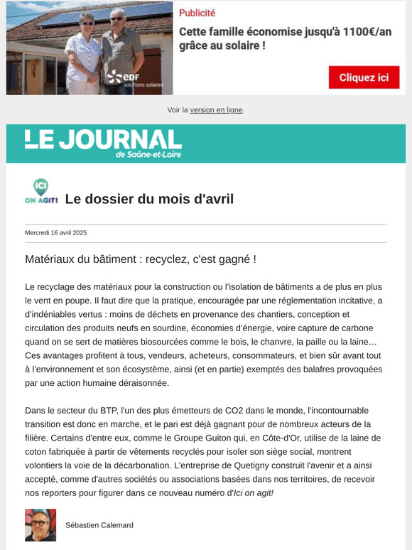 Ici on agit I En recyclant les matériaux, le BTP construit l'avenir