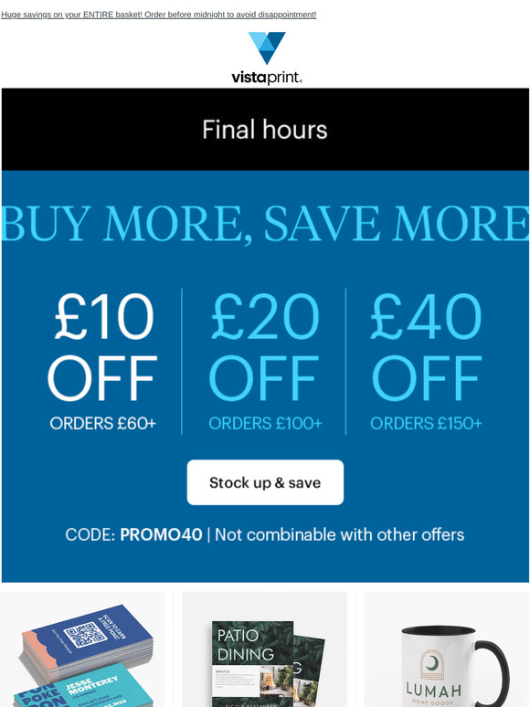 FINAL HOURS ⏰ £40 off orders over £150