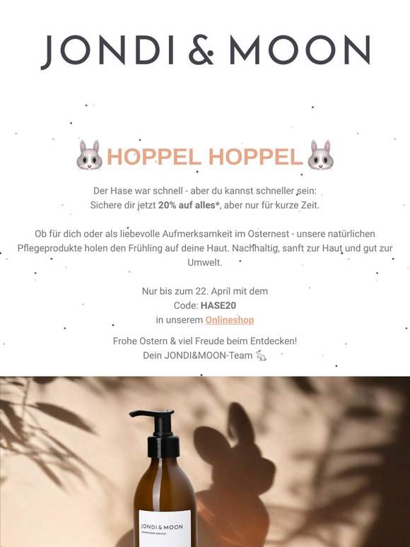 JONDI&MOON | Hoppel, hoppel – 20% Rabatt nur für kurze Zeit! 🐇⏳