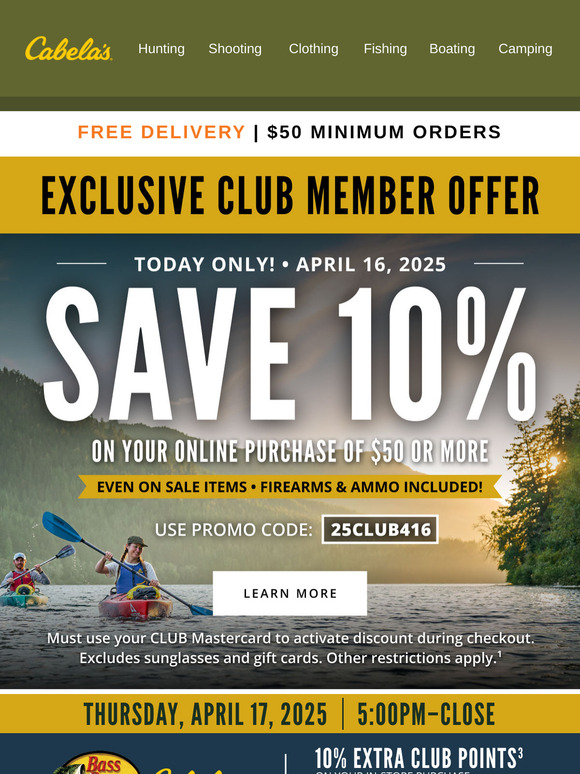 CLUB Members Save 10% – TODAY!