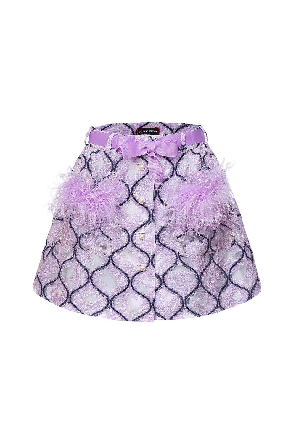 Image of Lavender Skirt With Feathers Details