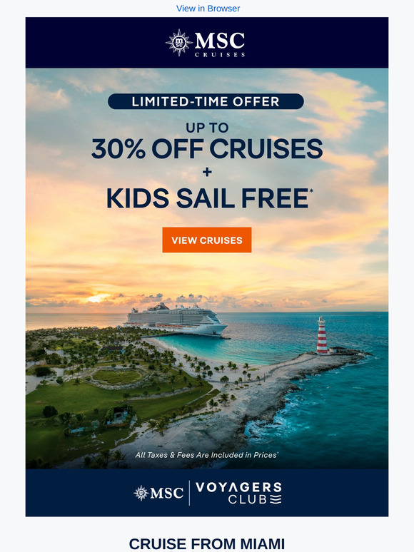 Offer Extended! Up to 30% off Cruises