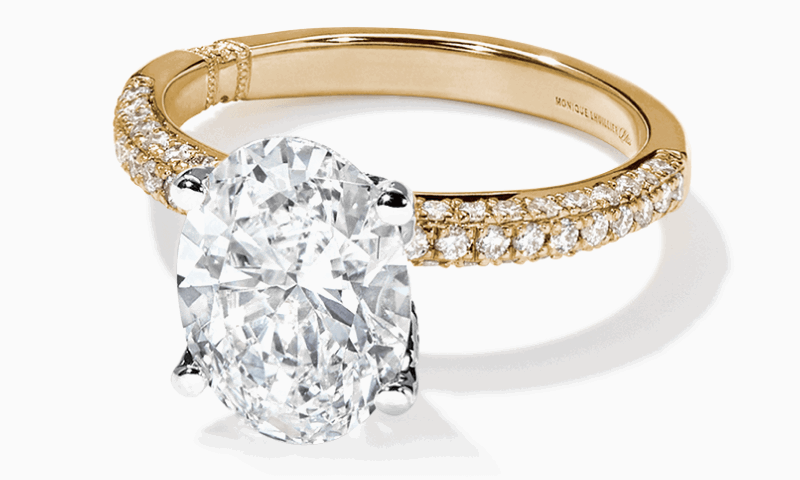 Monique Lhuillier Bliss Oval-Cut Lab-Grown Diamond Engagement Ring 3-5/8 ct tw 18K Yellow Gold