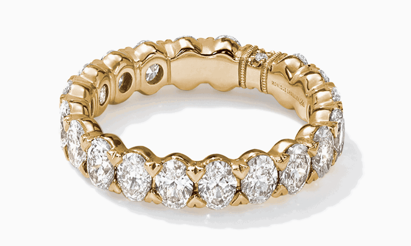 Monique Lhuillier Bliss Oval-Cut Lab-Grown Diamond Eternity Ring 3 ct tw 18K Yellow Gold