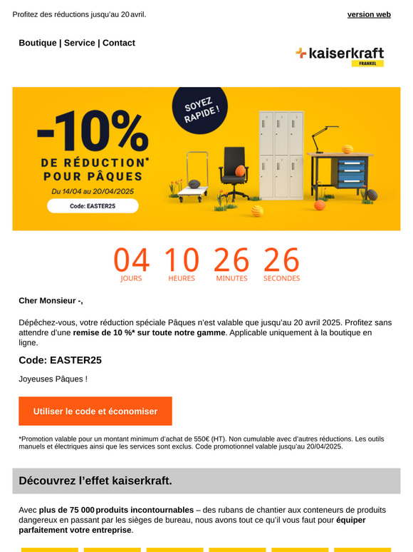 -10% – Tic, tac, tic, tac : attention, la réduction spéciale Pâques expire bientôt !