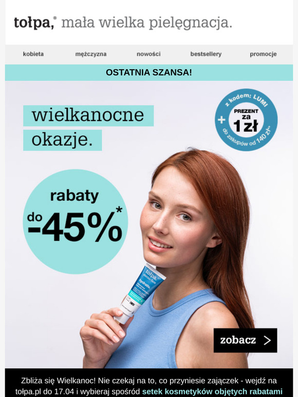 kosmetyki do -45% 🐇 chwyć wielkanocne okazje! 🙌