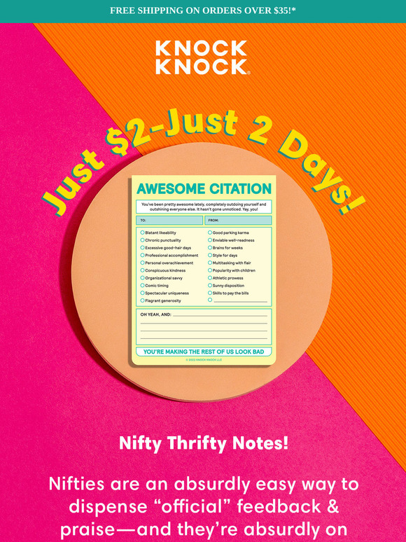 $2 Nifty Notes! (2 days only!)
