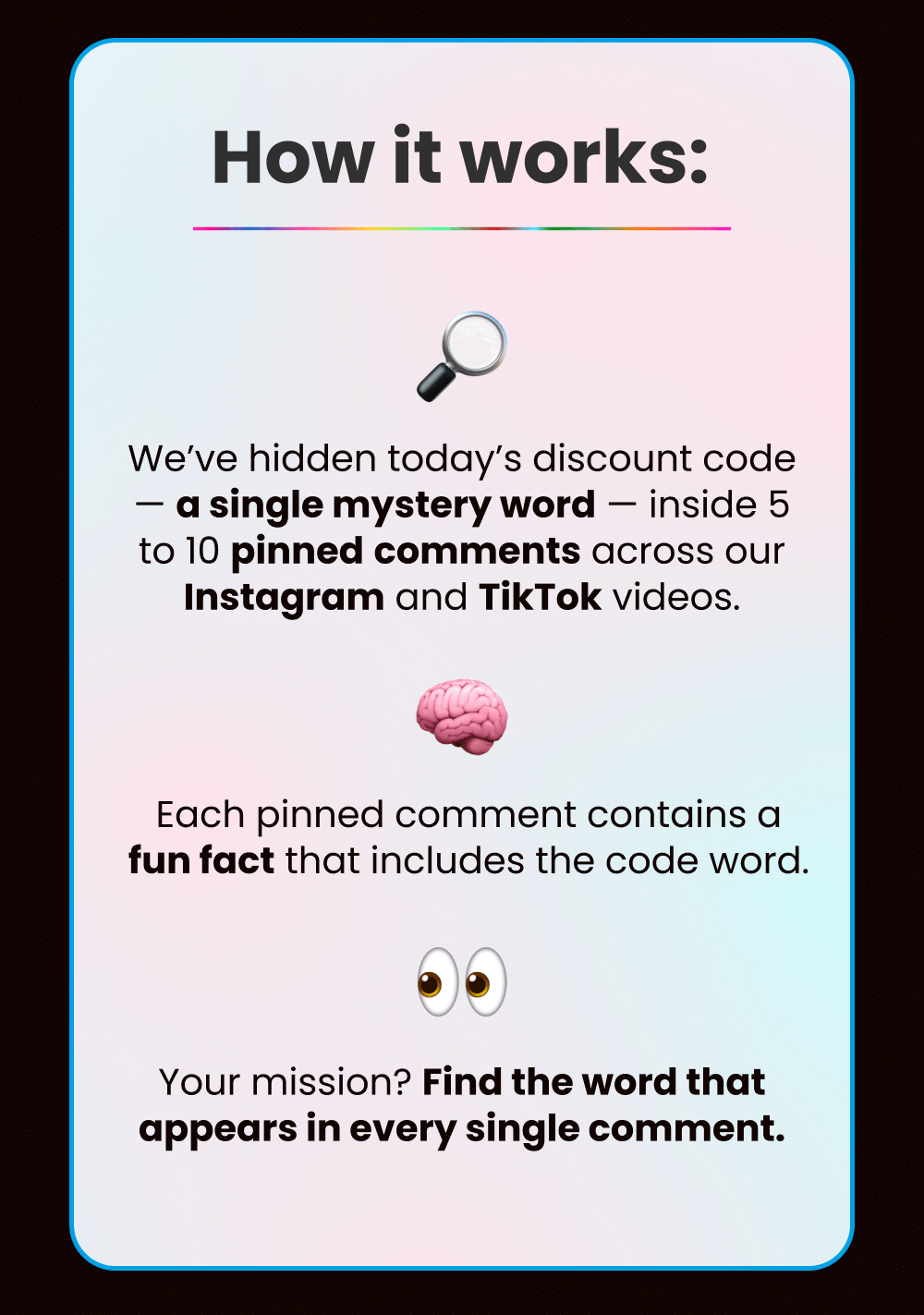 Round two of the Hunt is on — find the hidden code across our pinned social media comments to unlock 25% off. Only 20 winners!