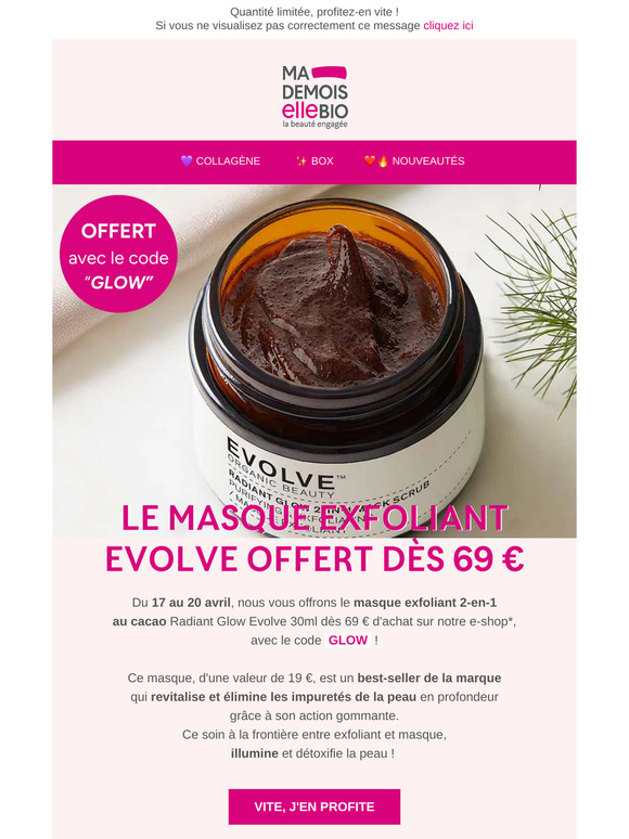Un masque Evolve Beauty en cadeau 😍