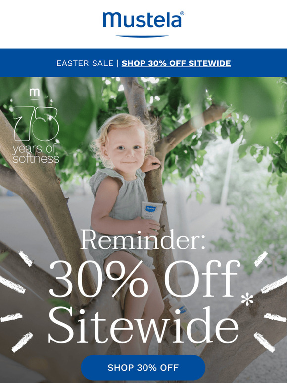 Reminder: 30% off sitewide on Mustela favorites