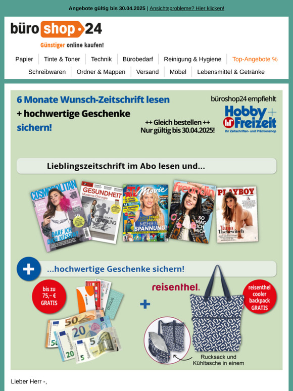 ✔ 6 Monate Cosmopolitan für 27,50 € + 30,- € Best-Choice-Gutschein + reisenthel Kühltasche "cooler-backpack" GRATIS!