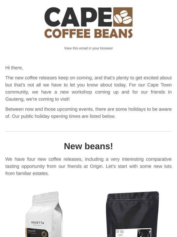 New Beans, Holiday Hours & Barista Crash Course