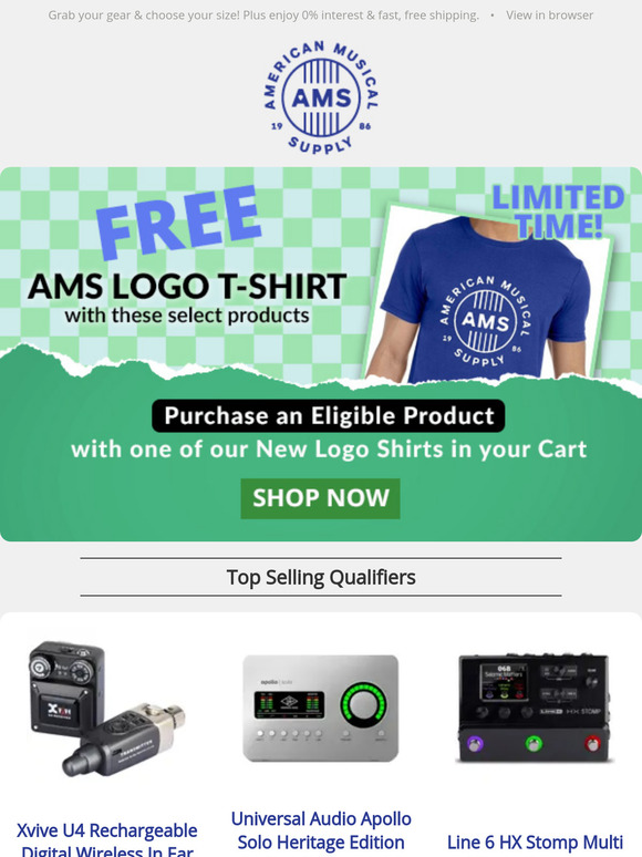 Show Your Love for AMS 👕 FREE Shirt with Select Gear!