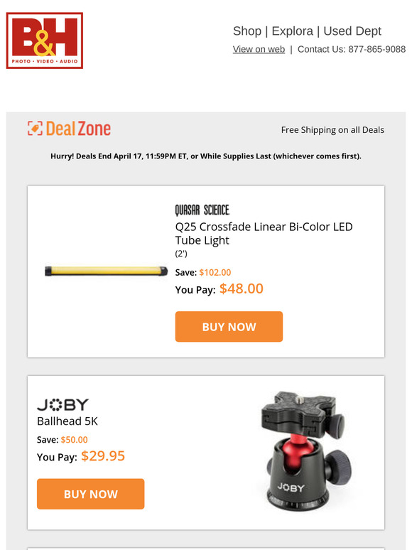 Today's Deals: 💰$102.00 OFF! Quasar Science Crossfade Linear Bi-Color LED Tube Light & More!