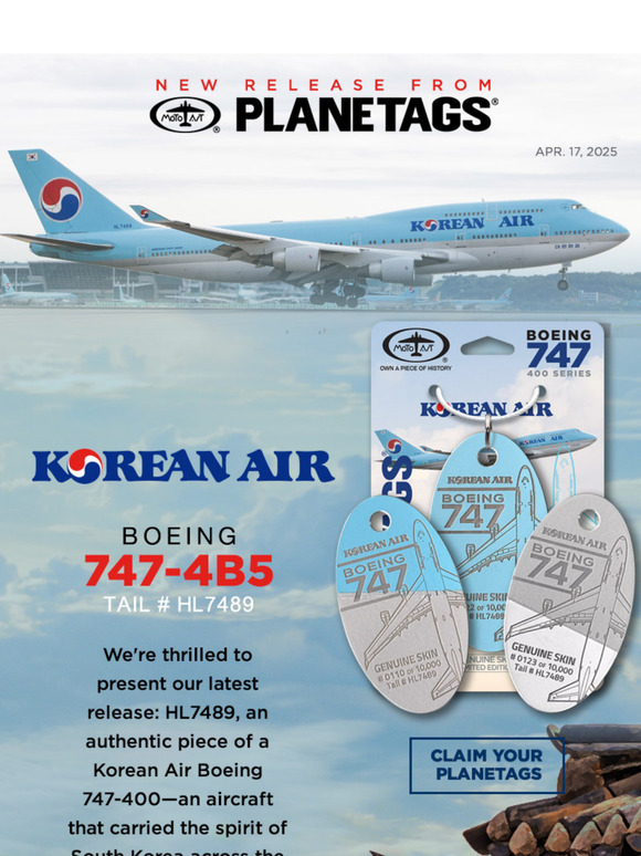 Plane Tags: Own a Piece of Korean Air's Most Beloved Jet