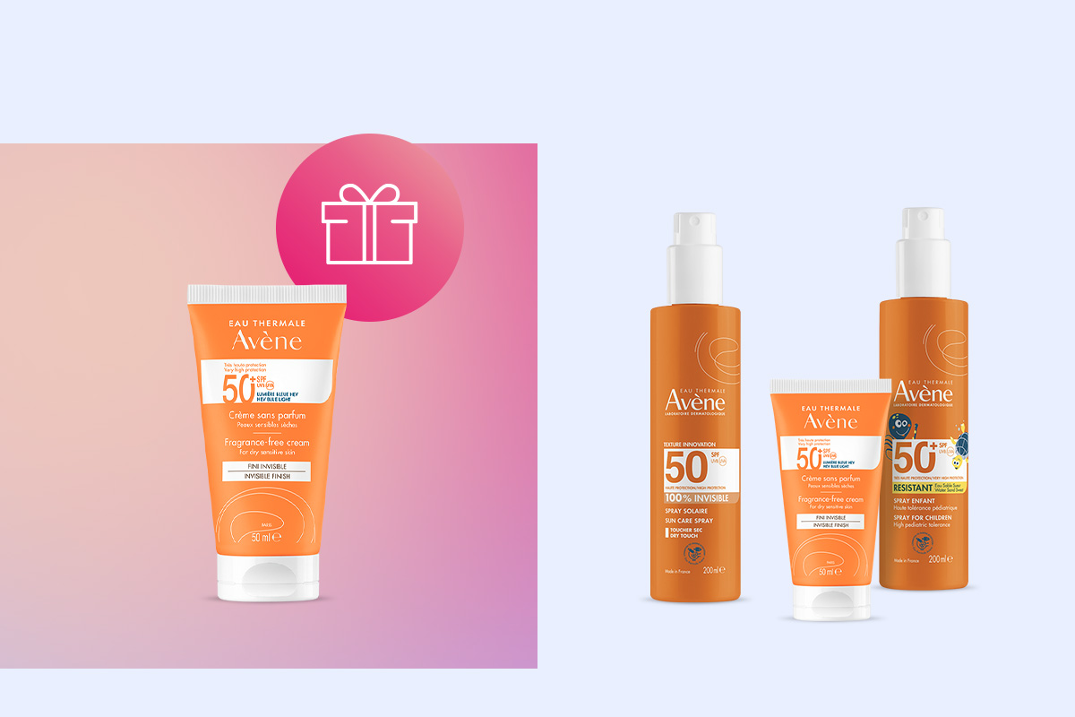 Gratis zonnebrandlotion bij aankoop van Avène zonnecosmetica