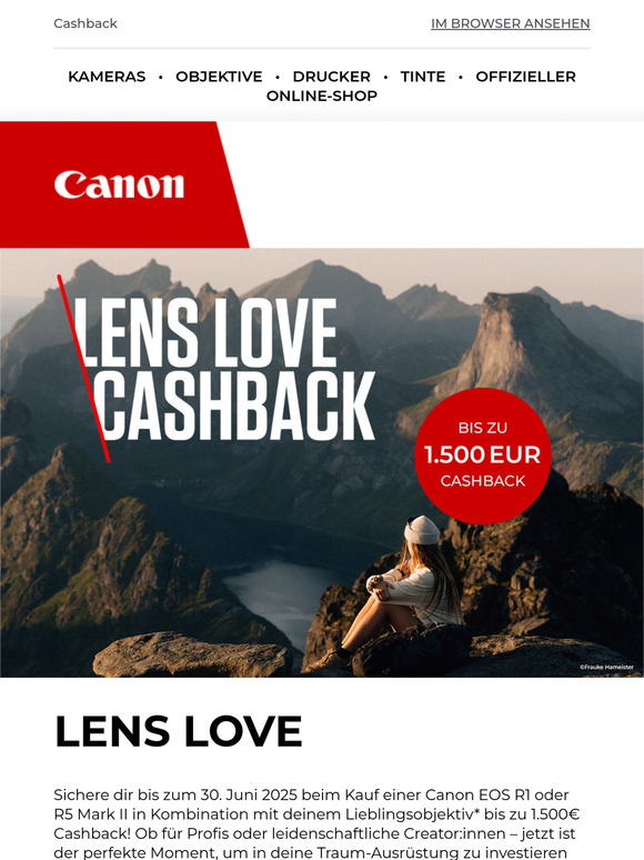Bis zu 1500€ Cashback mit Canon Lens Love