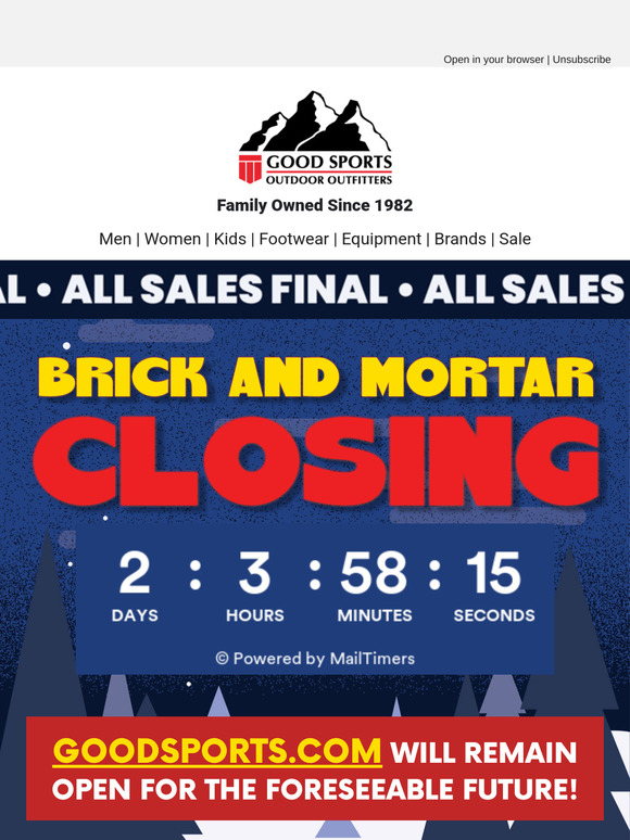 Our Brick and Mortar Store Closes Saturday 📅