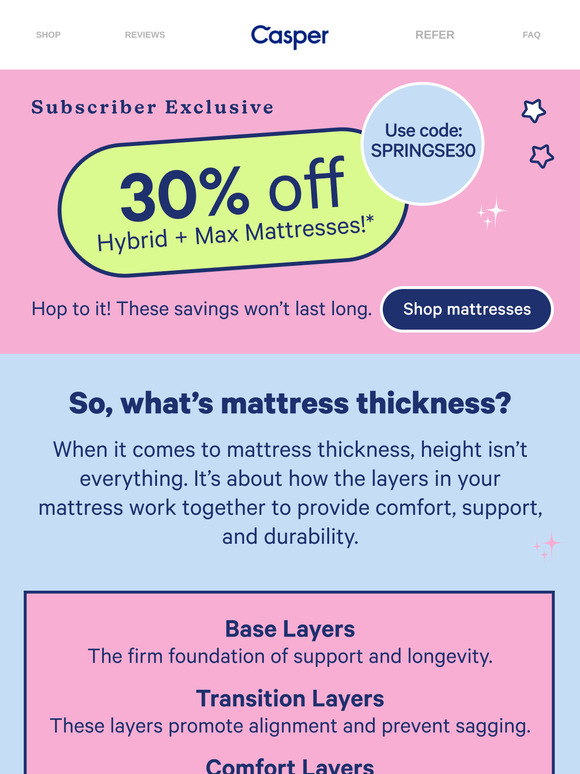 Up to 30% off mattresses for a limited time!