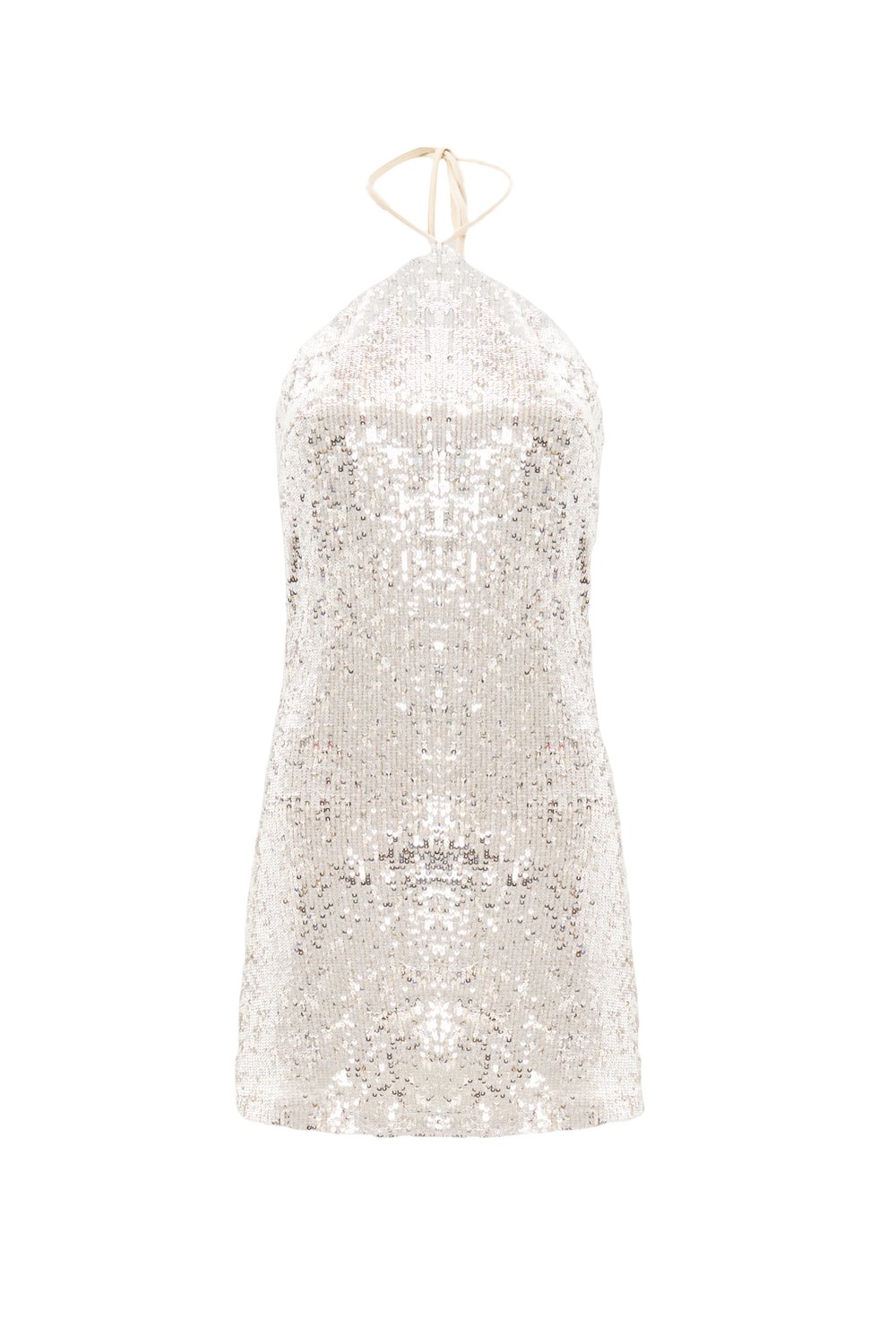 Image of Nina Silver Sequined Halter Mini Dress