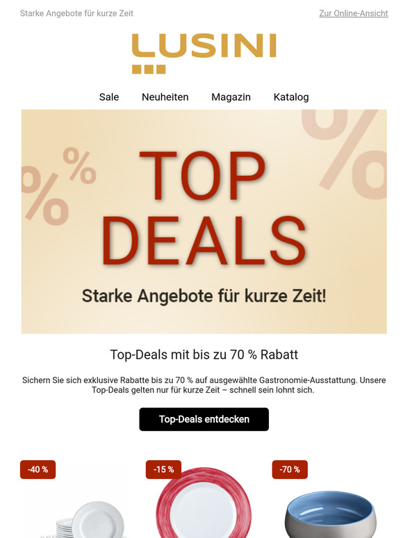 Nur für kurze Zeit: Top-Deals mit bis zu 70 % Rabatt auf Gastro-Bedarf