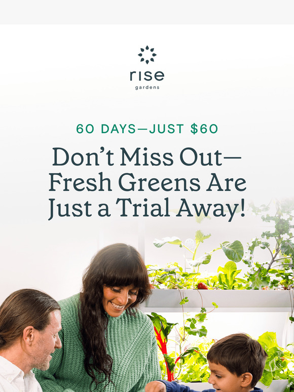 Try Rise Garden's for $60—Risk Free! 🥬