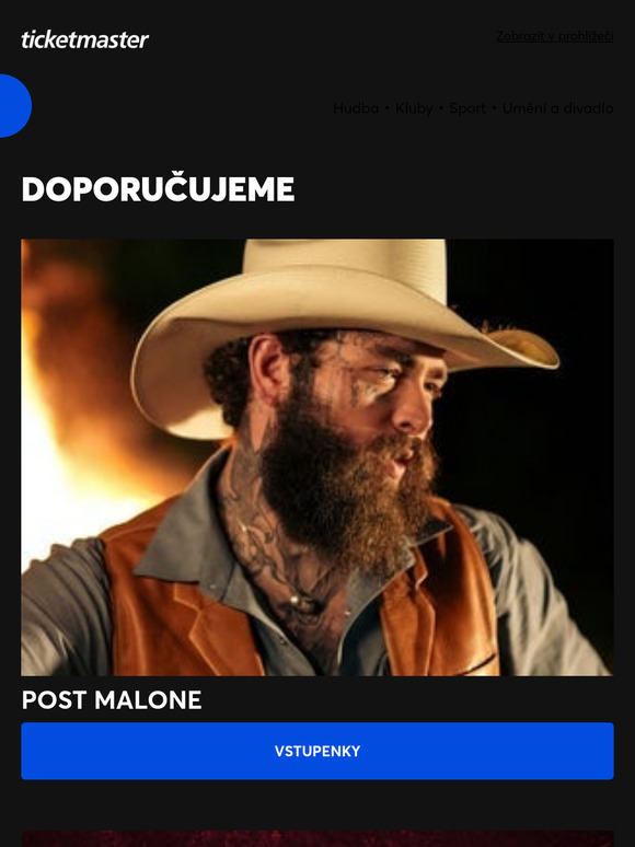 Post Malone, Masters of Rock, Eros Ramazzotti, I Prevail a další akce na Ticketmaster!
