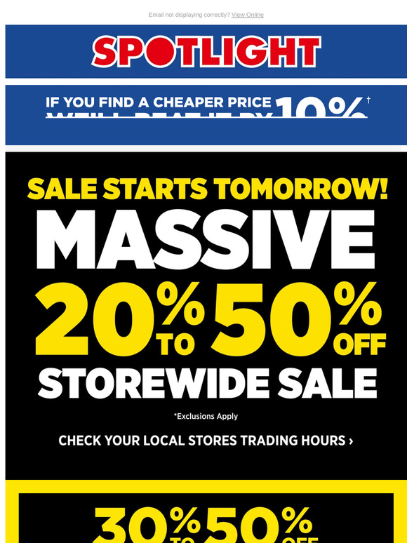 20-50% Off Storewide Sale Starts Tomorrow! RUSH IN NOW!