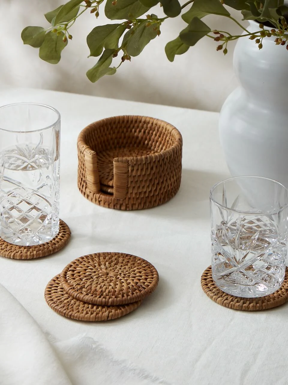 Image of Set of 6 Natural Rattan Coasters