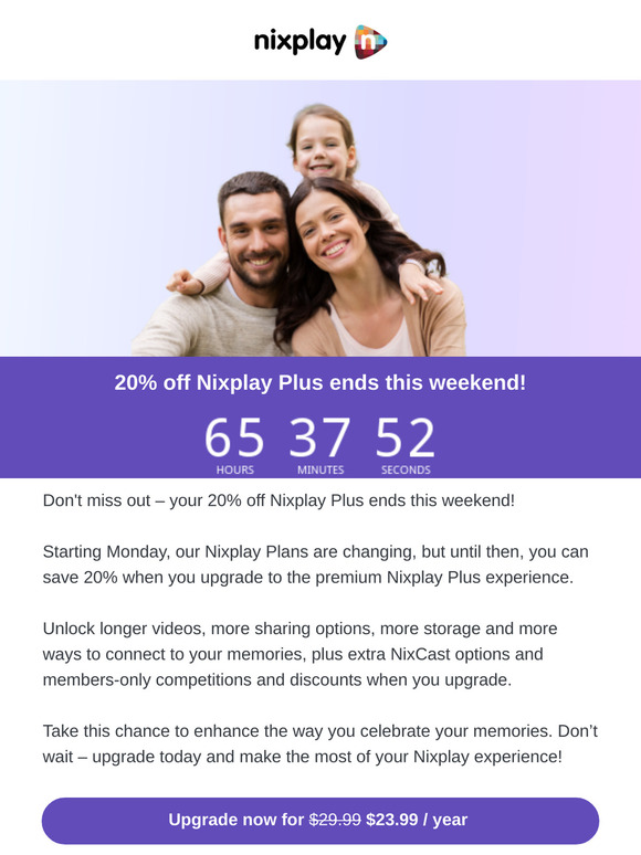 20% off Nixplay Plus ends this weekend