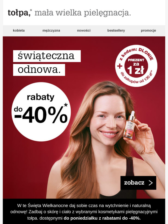 teraz do -40% na kosmetyki pielęgnacyjne! 💪