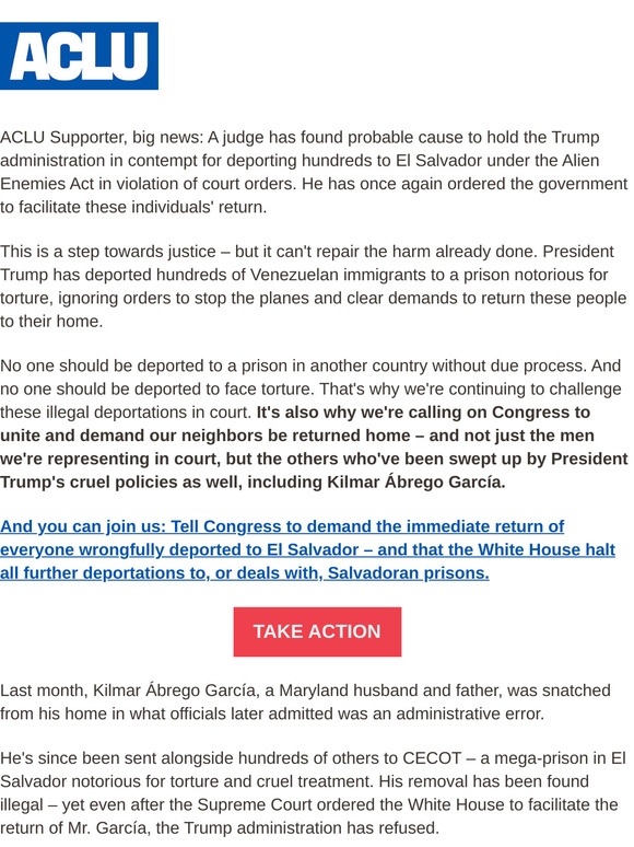 Tell Congress: No deportations to Salvadoran torture prisons
