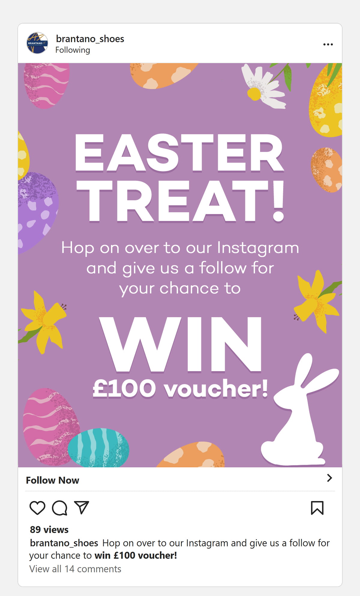 Easter Treat!  Hop on over to our Instagram and give us a follow for your chance to win a £100 voucher!